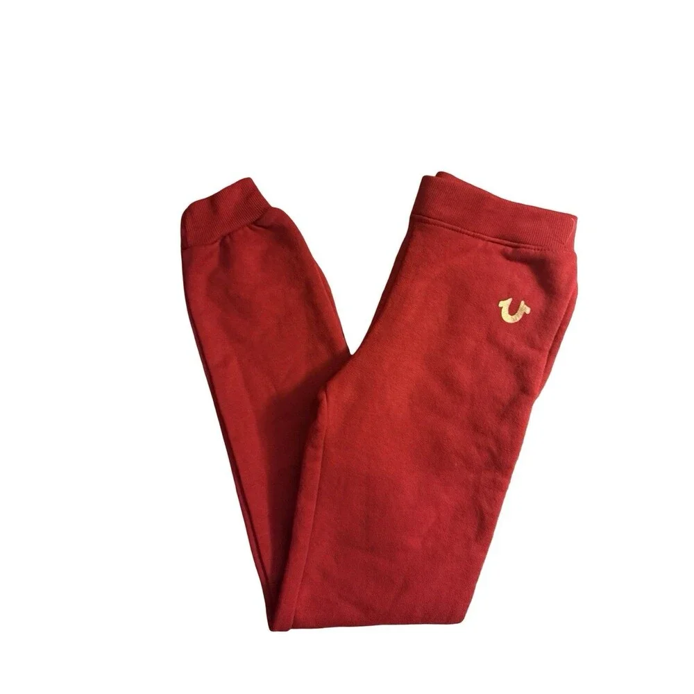 Kids True Religion Red Horseshoe Logo Sweatpants Joggers￼ - Youth Male Medium￼